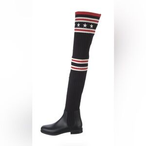 Black Ribbed Socks with Stars and Stripes